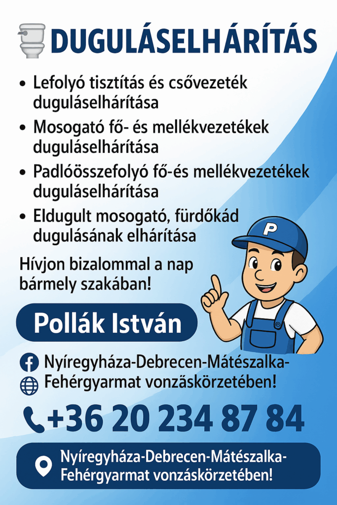 Duguláselhárítás Mátészalkán. Profi és megbízható szolgáltatás a hét minden napján!